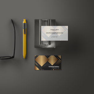 Modern Abstract Text Design Gold Black Business Card