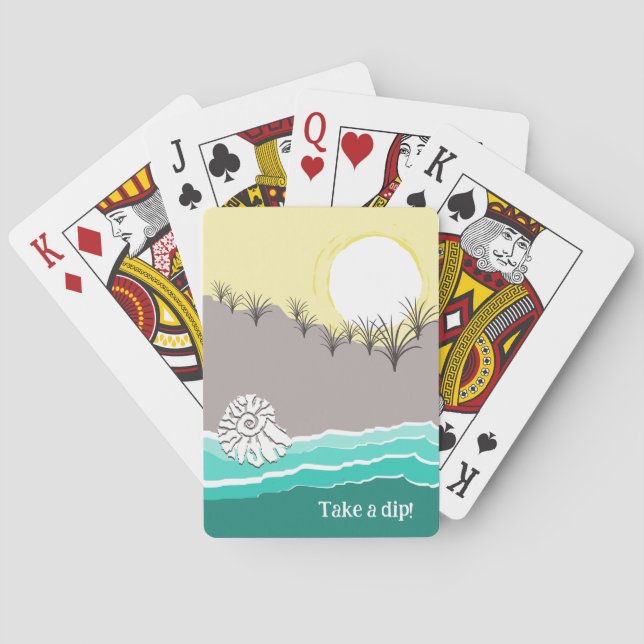 Modern Abstract Torn Sunset Beach Shell Playing Cards (Back)