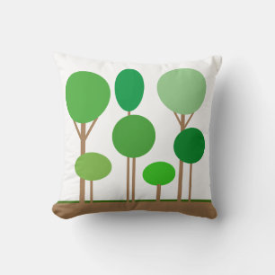 Modern Abstract Trees on White Cushion