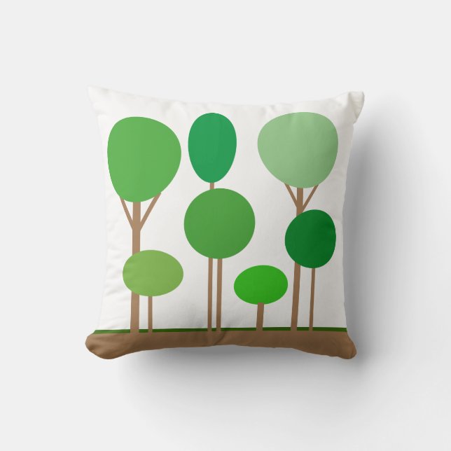 Modern Abstract Trees on White Cushion (Front)