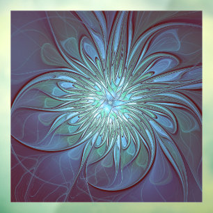 Modern Abstract Trendy Blue Flower Fractal Art