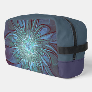 Modern Abstract Trendy Blue Flower Fractal Art Dopp Kit