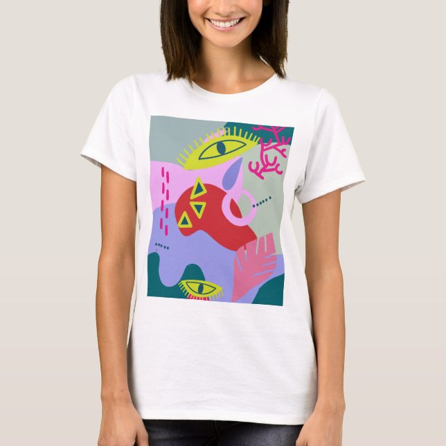 Modern abstract trendy colourful art graphic T-Shirt (Front)