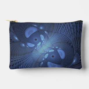 Modern Abstract Trendy Dusk Blue Fractal Art Accessory Pouch