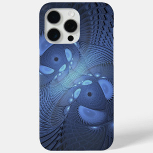Modern Abstract Trendy Dusk Blue Fractal Art iPhone 15 Pro Max Case