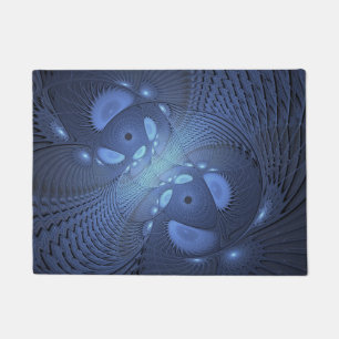 Modern Abstract Trendy Dusk Blue Fractal Art Doormat