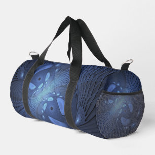 Modern Abstract Trendy Dusk Blue Fractal Art Duffle Bag