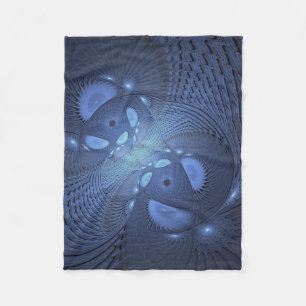 Modern Abstract Trendy Dusk Blue Fractal Art Fleece Blanket