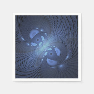 Modern Abstract Trendy Dusk Blue Fractal Art Napkin