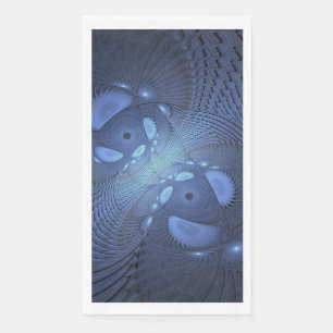 Modern Abstract Trendy Dusk Blue Fractal Art Napkin