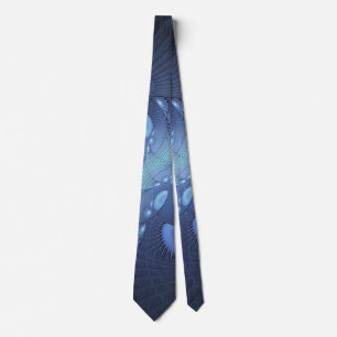 Modern Abstract Trendy Dusk Blue Fractal Art Tie