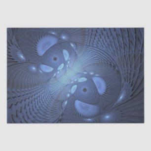 Modern Abstract Trendy Dusk Blue Fractal Art Tissue Paper