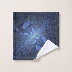 Modern Abstract Trendy Dusk Blue Fractal Art Wash Cloth