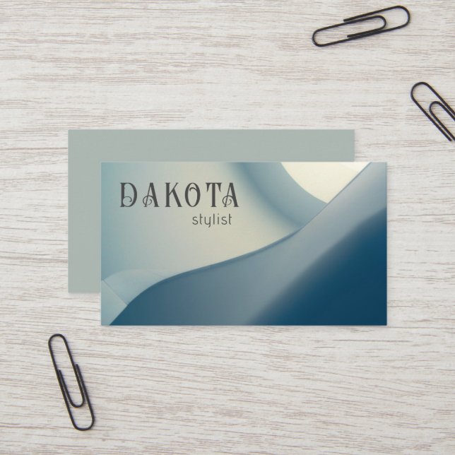 Modern Abstract Trendy Neutral Blue Business Card (Front/Back In Situ)