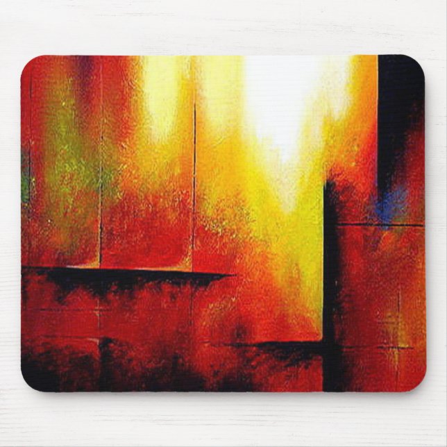 Modern Abstract Trendy Red Yellow Green Template Mouse Pad (Front)