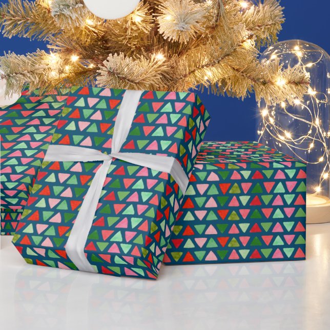 Modern Abstract Triangle Christmas Pattern Wrapping Paper (Holidays)