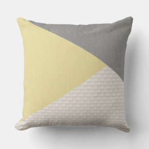 Modern Abstract Triangle Light Yellow Grey Ecru Cushion