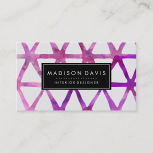 Modern Abstract Triangle Purple Watercolor Business Card