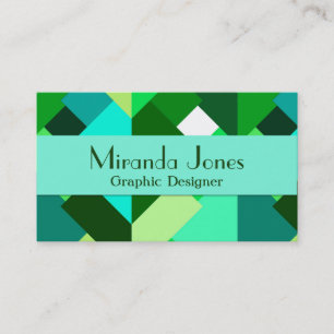 Modern Abstract Triangles, Emerald Green and Aqua Business Card