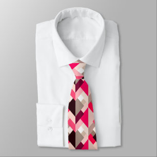 Modern Abstract Triangles, Fuchsia Pink and Grey Tie