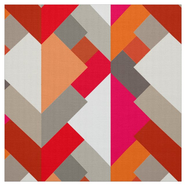 Modern Abstract Triangles, Orange, Fuchsia, and Gr Fabric (Swatch)