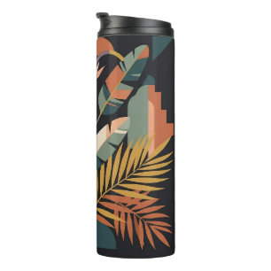 Modern Abstract Tropical Botanical and Architectur Thermal Tumbler
