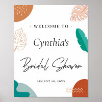 Modern Abstract Tropical Bridal Shower Welcome