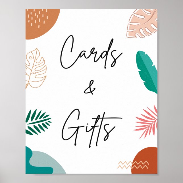 Modern Abstract Tropical Cards and Gifts Sign (Front)