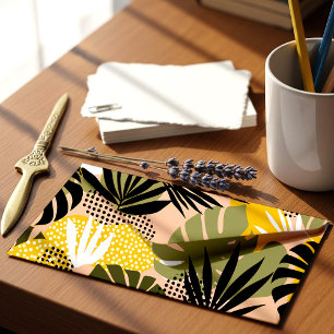 Modern Abstract Tropical Leaves & Polka Dots Envelope