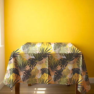 Modern Abstract Tropical Leaves & Polka Dots  Tablecloth