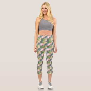Modern Abstract Tropical Pattern Capri Leggings