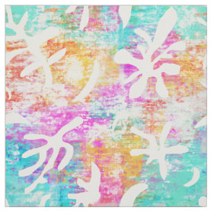 Modern Abstract Tropical Pink Blue Pastel Fabric