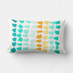 modern abstract turquoise and orange pattern lumbar cushion
