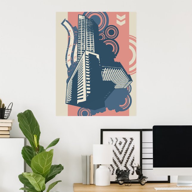 Modern Abstract Urban Background Vibrant Cityscape Poster (Creator Uploaded)