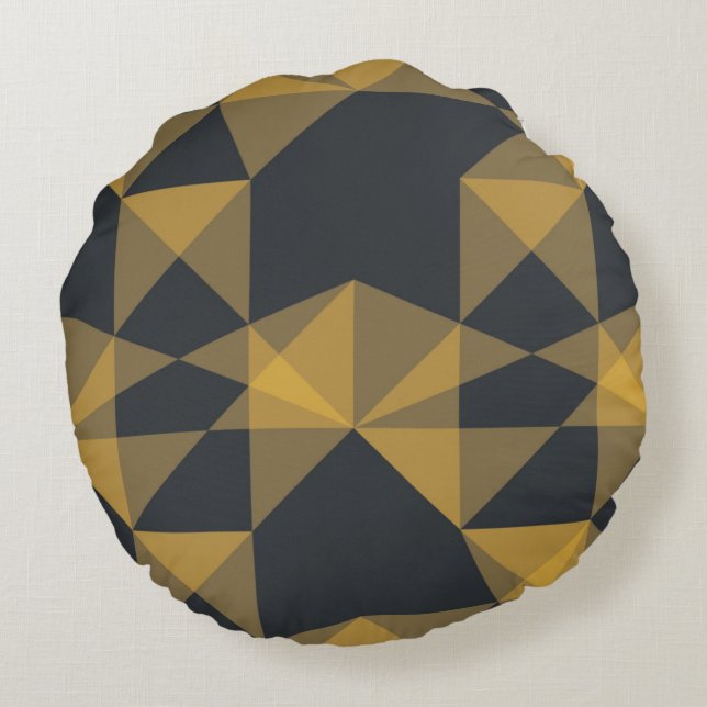 Modern, abstract, urban geometric triangle pattern round cushion (Back)