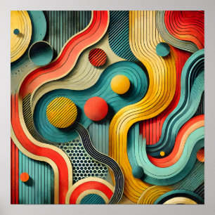 Modern Abstract using organic shapes in bold,  Poster