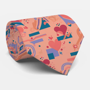 Modern Abstract Valentine Hearts Pattern Trendy Tie
