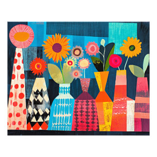 Modern Abstract Vase of Flowers, Photo Print