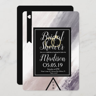 Modern Abstract Violet Blush Grey Bridal Shower Invitation