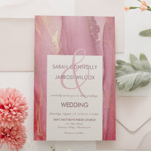 Modern Abstract Viva Magenta Wedding  Invitation