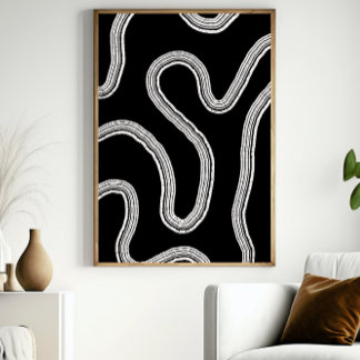 Modern Abstract Wall Art Black and White Poster