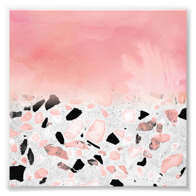 Modern abstract watercolor and marble design photo print (Front)