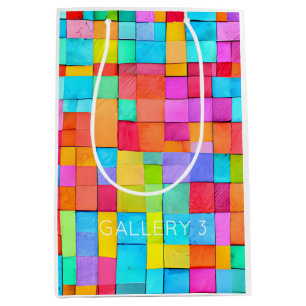 Modern Abstract Watercolor Art NAME Bright Colours Medium Gift Bag