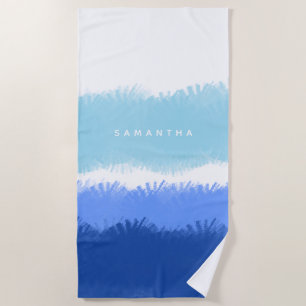 Modern Abstract Watercolor Blue Tones  Beach Towel