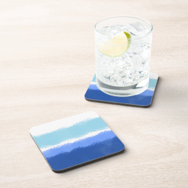 Modern Abstract Watercolor Blue Tones Coaster (Right Side)