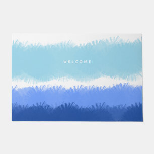 Modern Abstract Watercolor Blue Tones Doormat