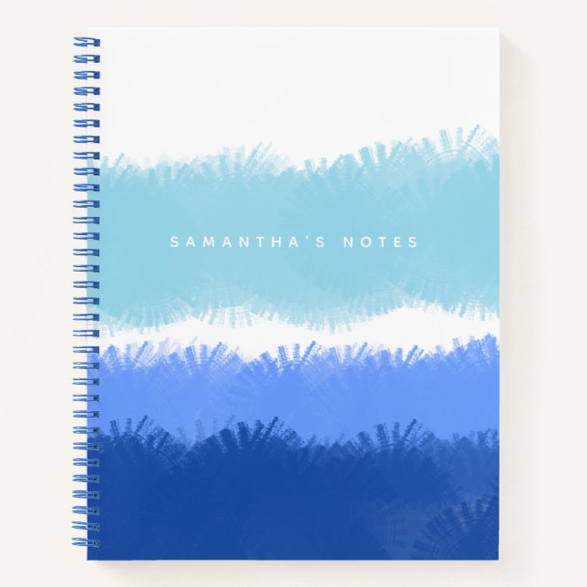 Modern Abstract Watercolor Blue Tones Notebook (Front)