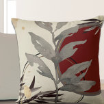 Modern Abstract Watercolor Burgundy Cushion<br><div class="desc">Stylish throw pillow features an artistic abstract design in a cream, burgundy and gray color palette. An artistic abstract design features a watercolor leaf and a geometric circle composition with shades of burgundy and grey with black and gold accents on a creamy ivory background. This abstract composition is built on...</div>