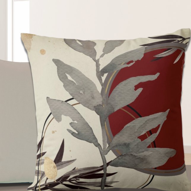 Modern Abstract Watercolor Burgundy Cushion (Creator Uploaded)