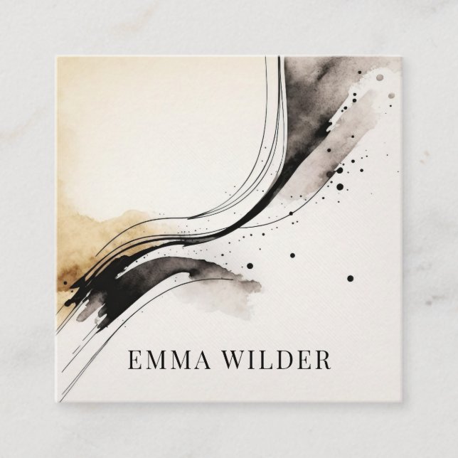 Modern Abstract Watercolor Business Card (Front)